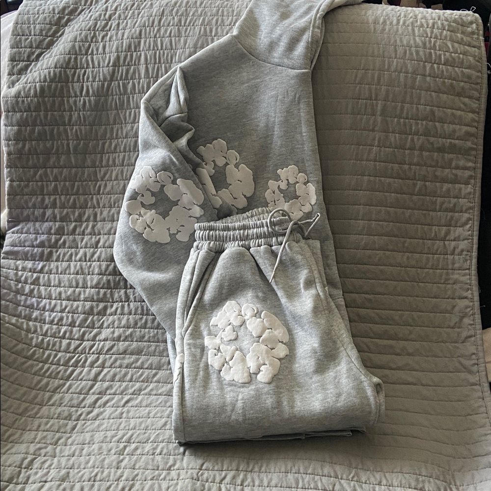 Denim Tears Gray Sweatpants with Cloud Design